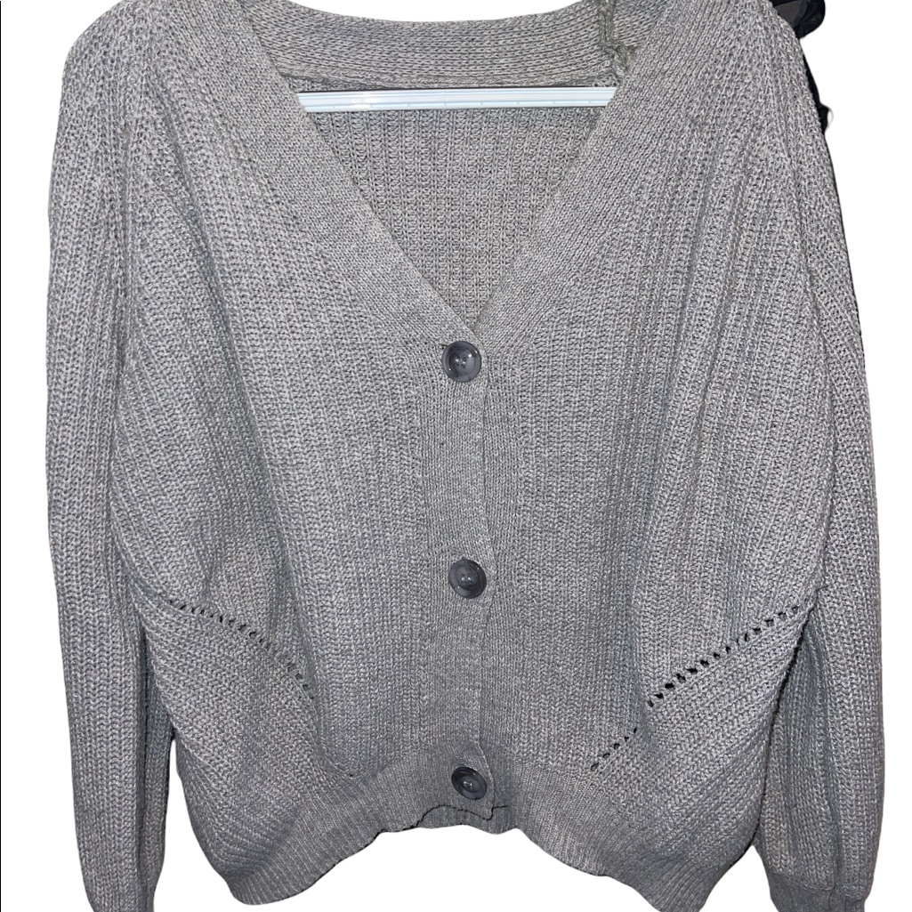 Gray Button Down Sweater